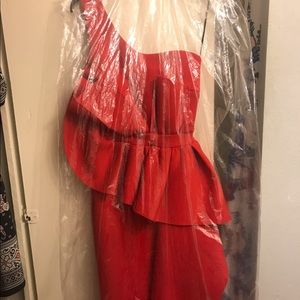 Red formal dress size Small but stretches a little